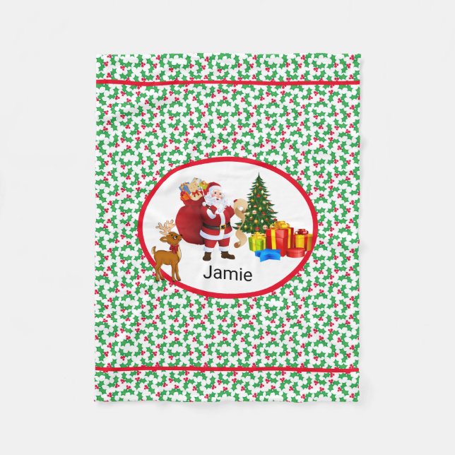 Couverture Polaire Père Noël Ajouter un nom Personnaliser Coussin de  (Devant)