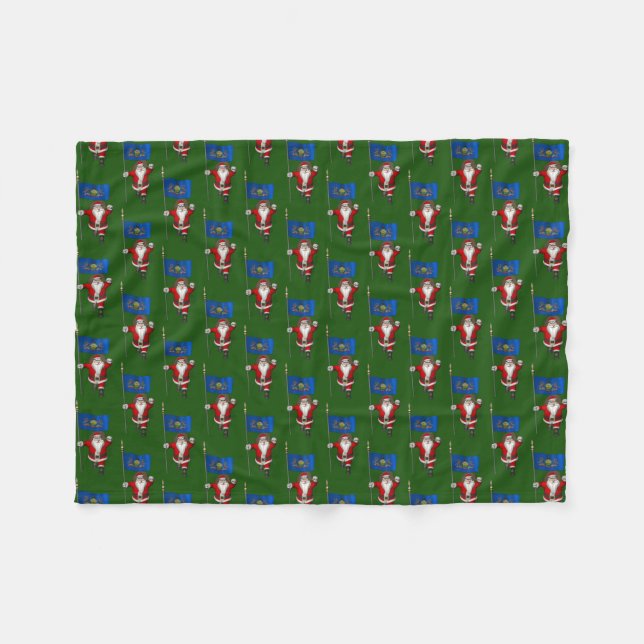 Couverture Polaire Père Noël Avec Drapeau De Pennsylvanie (Devant (Horizontal))