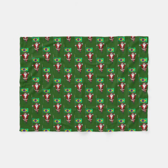 Couverture Polaire Père Noël Avec L'Ensigne Du Brésil (Devant (Horizontal))