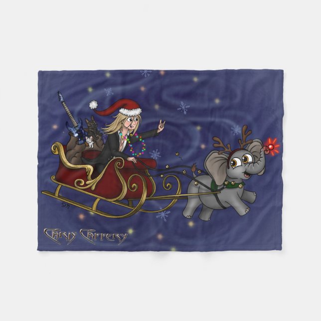 Couverture Polaire père Noël Chris & Wilbur Sleigh Ride Fleece Blanch (Devant (Horizontal))