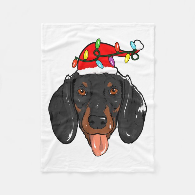 Couverture Polaire Père Noël Dachshund Lumière Noël  (Devant)