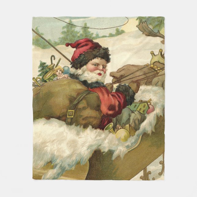 Couverture Polaire Père Noël dans son Sleigh (Devant)