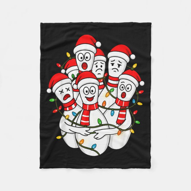 Couverture Polaire Père Noël de bowling de Noël drôle Équipe de bowli (Devant)