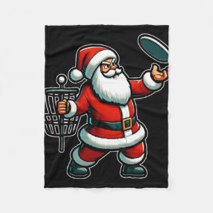 Couverture Polaire Père Noël de Noël jouant au disc golf en pyjama Xm