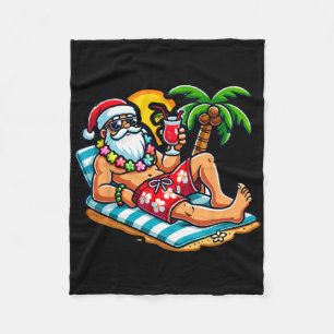 Couverture Polaire Père Noël en maillot de bain Noël en juillet à la