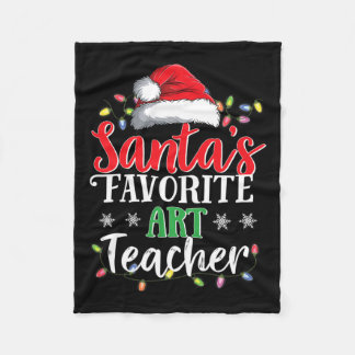 Couverture Polaire Père Noël Favori Enseignant d'art Noël Fun ID cade