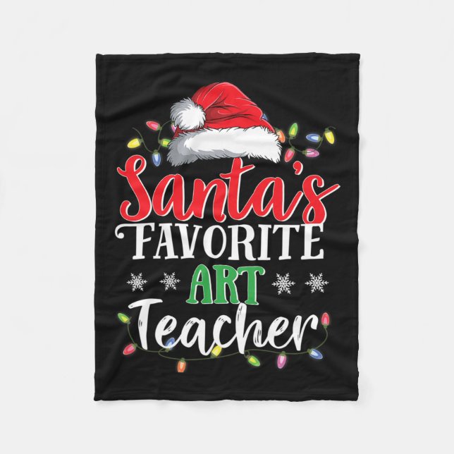 Couverture Polaire Père Noël Favori Enseignant d'art Noël Fun ID cade (Devant)