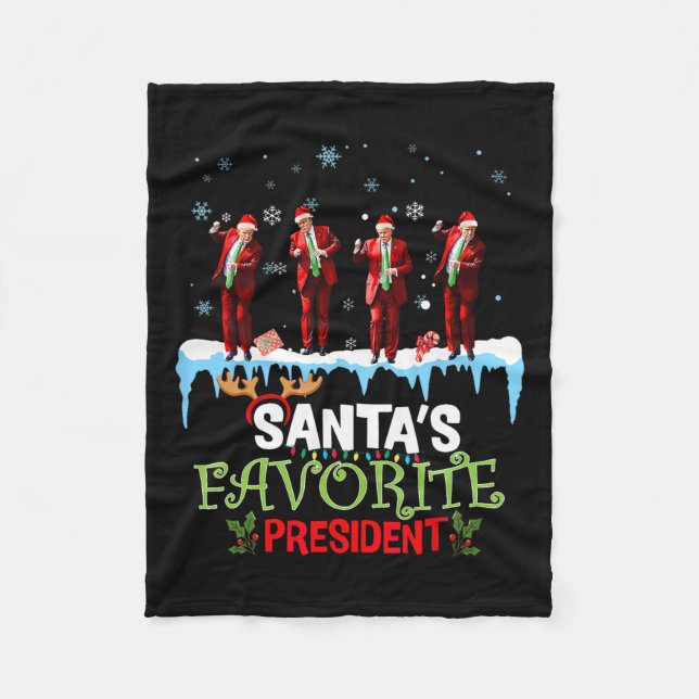 Couverture Polaire Père Noël Favori Président Père Noël Trump Danser  (Devant)