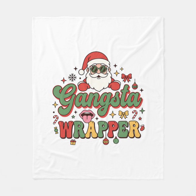 Couverture Polaire Père Noël Gangsta Wrapper Noël (Devant)