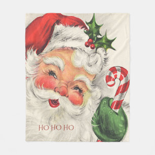 Couverture Polaire Père Noël houx Canne en bonbon 