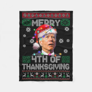 Couverture Polaire Père Noël Joe Biden Joyeux 4e Thanksgiving Ugly Ch