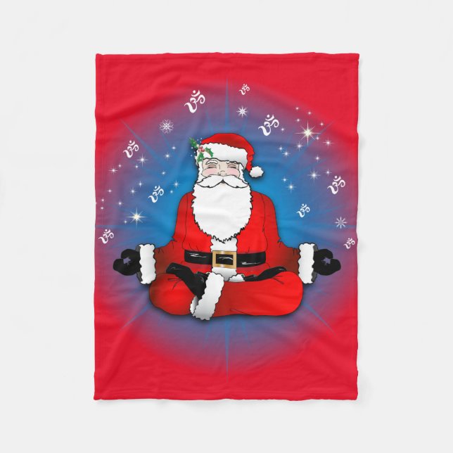 Couverture Polaire Père Noël Méditation Fleece Blanche (Devant)
