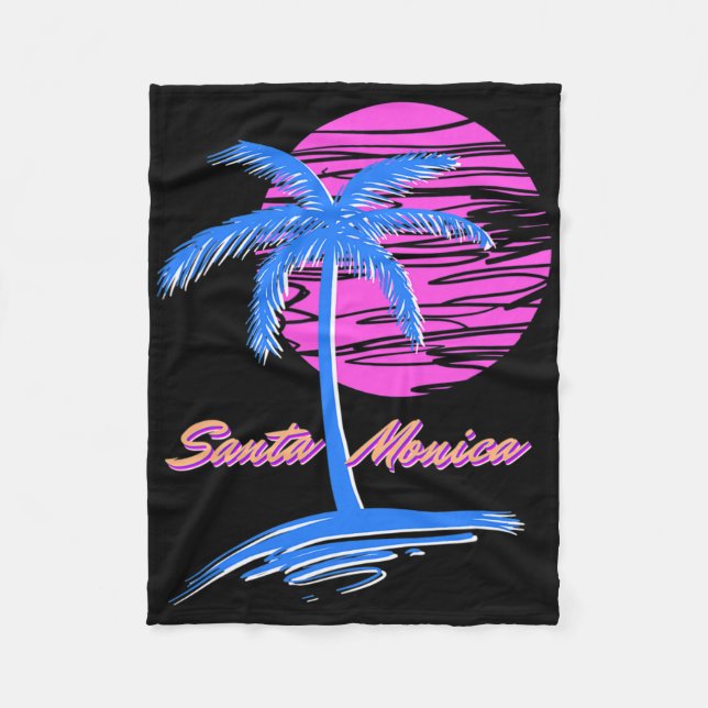 Couverture Polaire Père Noël Monica Beach Outrun 80s Vaporwave esthét (Devant)