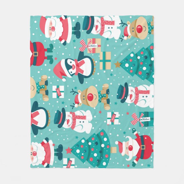 Couverture Polaire Père Noël Motif Vintage de Noël (Devant)