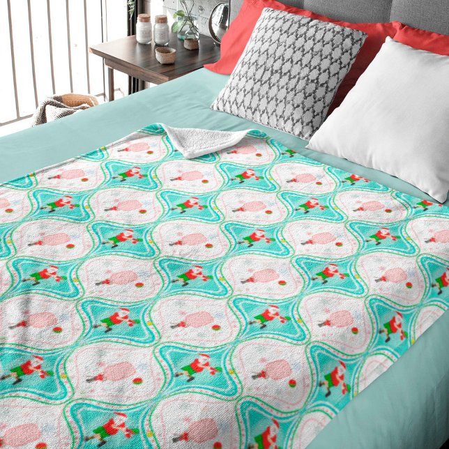 Couverture Polaire Père Noël Noël Pickleball Ogee Motif (Créateur téléchargé)