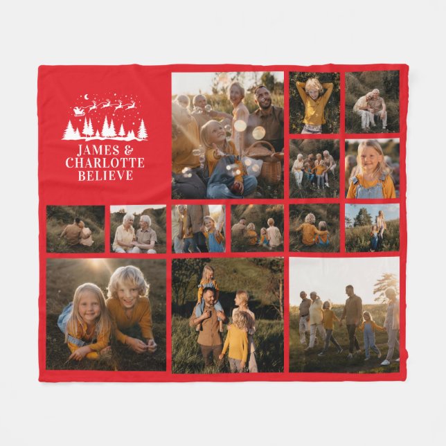 Couverture Polaire Père Noël Noël traditionnel croire photo collage (Devant (Horizontal))