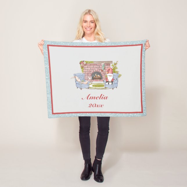 Couverture Polaire Père Noël Nom personnalisé Année de conservation d (En situation)