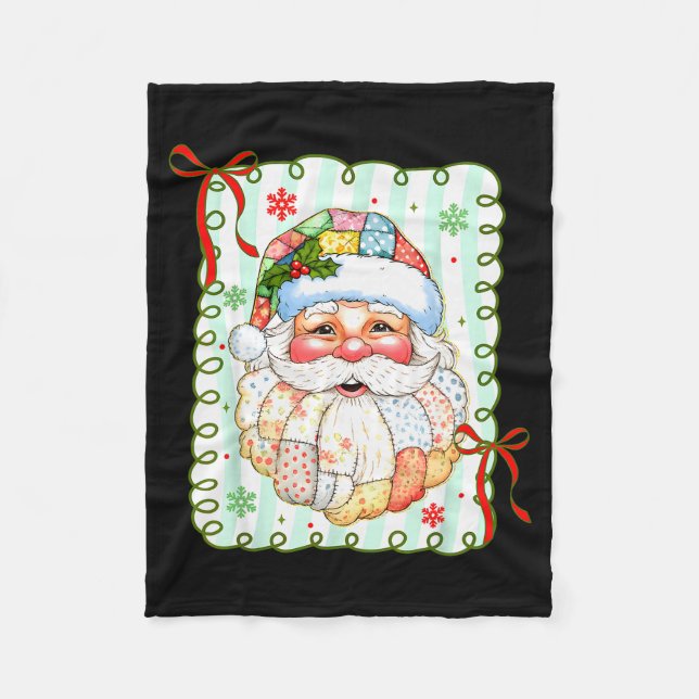 Couverture Polaire Père Noël préparé Patchwork de Noël Père Noël Xmas (Devant)