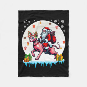 Couverture Polaire Père Noël Riding Reindeer Sphynx Chat Noël Proprié