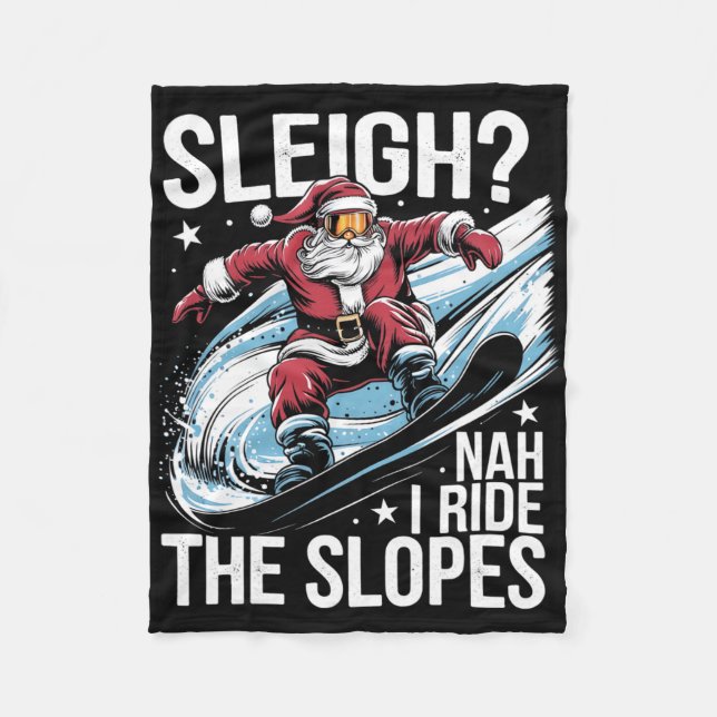 Couverture Polaire Père Noël Snowboard Noël Snowboard I Ride The (Devant)