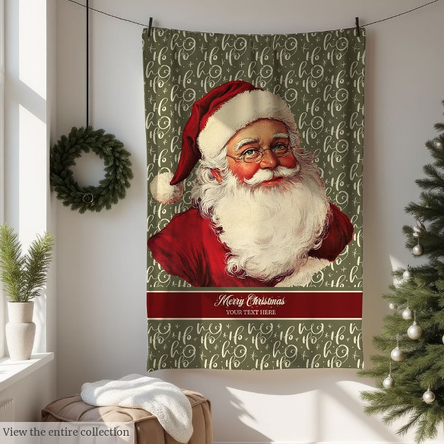 Couverture Polaire Père Noël traditionnelle ancienne mode Cosy Throw  (Traditional Old Fashioned Santa Cozy Throw Gift)