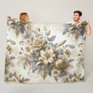 Couverture Polaire Perfection florale Jaune antique