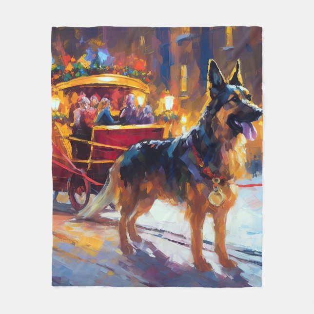 Couverture Polaire Période de fêtes de Noël du Berger Allemand (Devant)