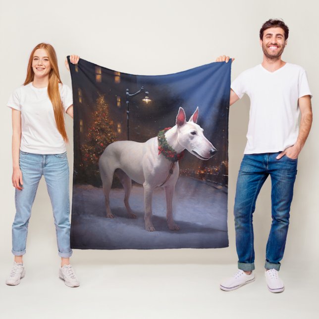 Couverture Polaire Période de fêtes de Noël du Bull Terrier (En situation)