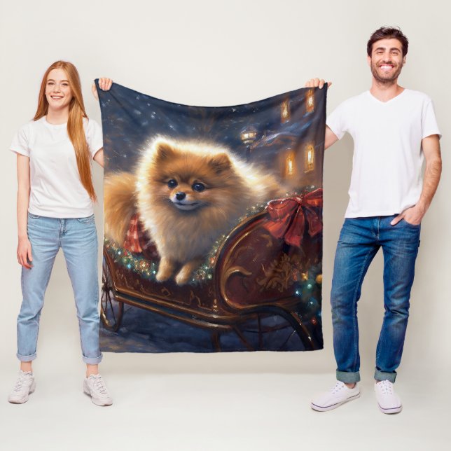 Couverture Polaire Période de fêtes de Noël du Poméranie brossée (En situation)