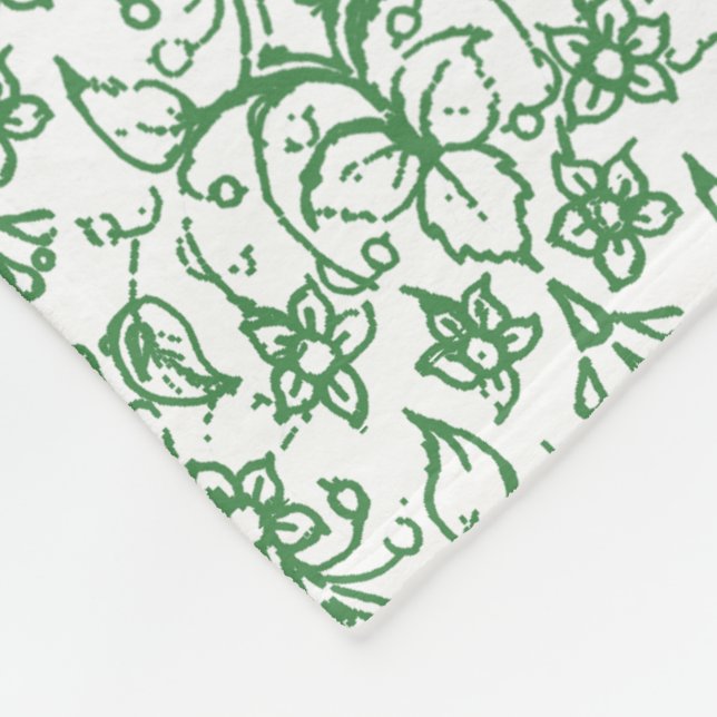 Couverture Polaire Périwinkle Vert Blanc Décoratif Chic Floral (Coin)