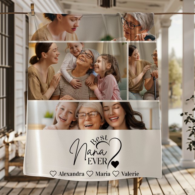 Couverture Polaire Peronalized 4 Photo Best Nana Ever Minimalis (Créateur téléchargé)