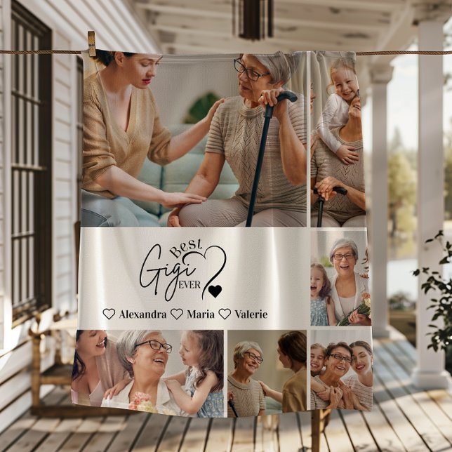Couverture Polaire Peronalized 6 Photo Best Gigi Ever Minimalist (Créateur téléchargé)