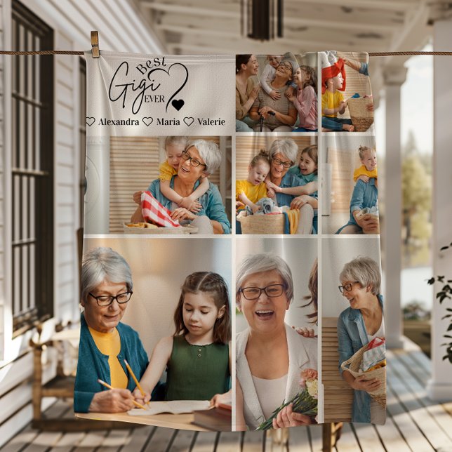 Couverture Polaire Peronalized 8 Photo Best Gigi Ever Minimalist (Créateur téléchargé)