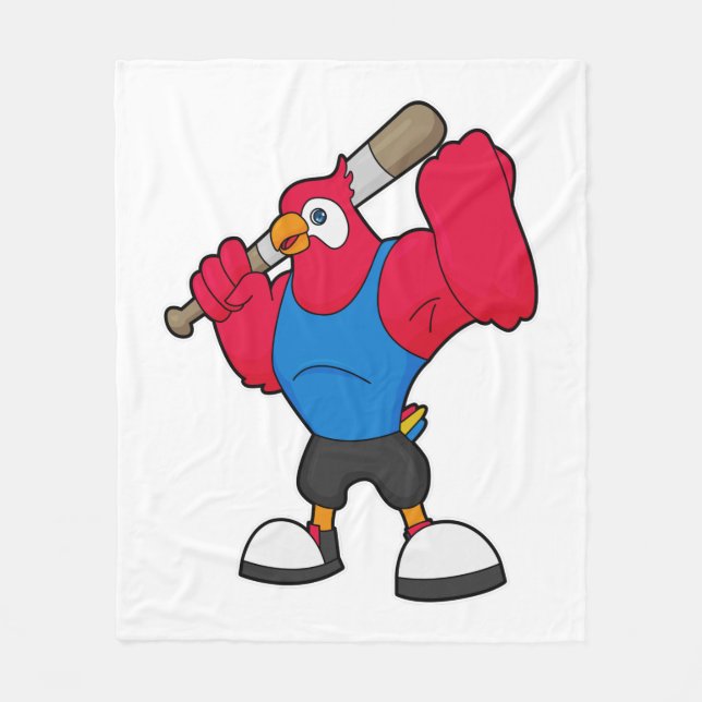 Couverture Polaire Perroquet au baseball avec batte de baseball (Devant)