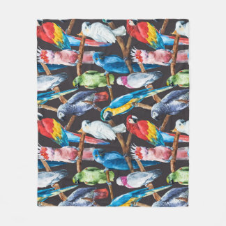 Couverture Polaire Perroquet : papier peint d'aquarelle tropicale.