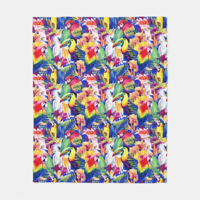 Couverture Polaire Perroquets d'aquarelle (Devant)