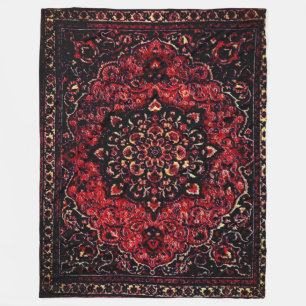 Couverture Polaire Persian carpet design in rose tinted field