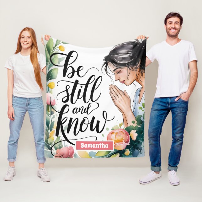 Couverture Polaire Personalisé Be Still and Know Christian Women (En situation)