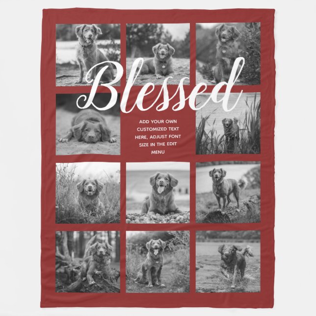 Couverture Polaire Personalized 11 Photo Collage BLESSED Red (Devant)
