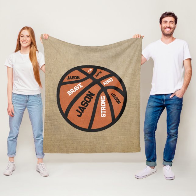 Couverture Polaire Personalized Basketball Blanket Add Your Name (En situation)