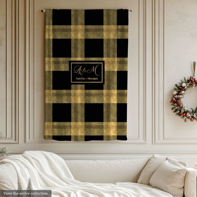 Couverture Polaire Personalized Black and Gold Winter Throw Blanket (Personalized Black and Gold Winter Throw Blanket)