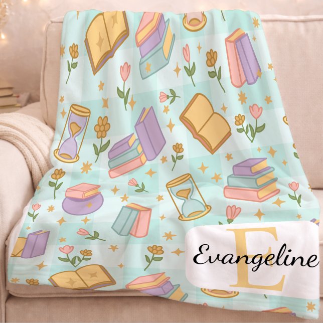 Couverture Polaire Personalized Bookish Magic Pastel Girl Name Green (Créateur téléchargé)
