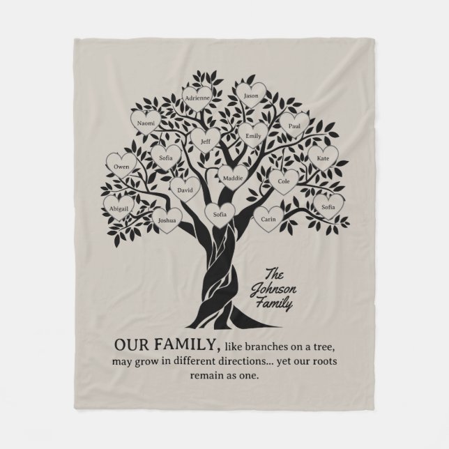 Couverture Polaire Personalized Family Tree Black And Tan (Devant)