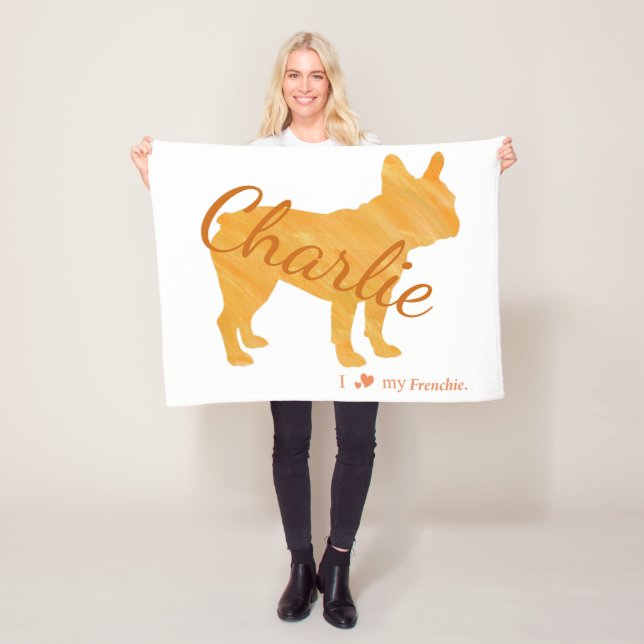Couverture Polaire Personalized French Bulldog Pastel Orange  Frenchi (En situation)