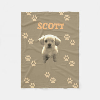 Couverture Polaire personalized golden dog blanket with custom name