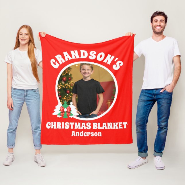 Couverture Polaire Personalized Grandson's Photo Christmas (En situation)