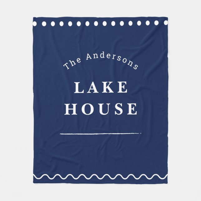 Couverture Polaire Personalized Lake House Navy Blue (Devant)