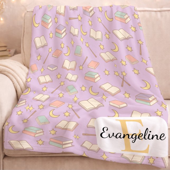 Couverture Polaire Personalized Magical Book Aesthetic Pattern Purple (Créateur téléchargé)