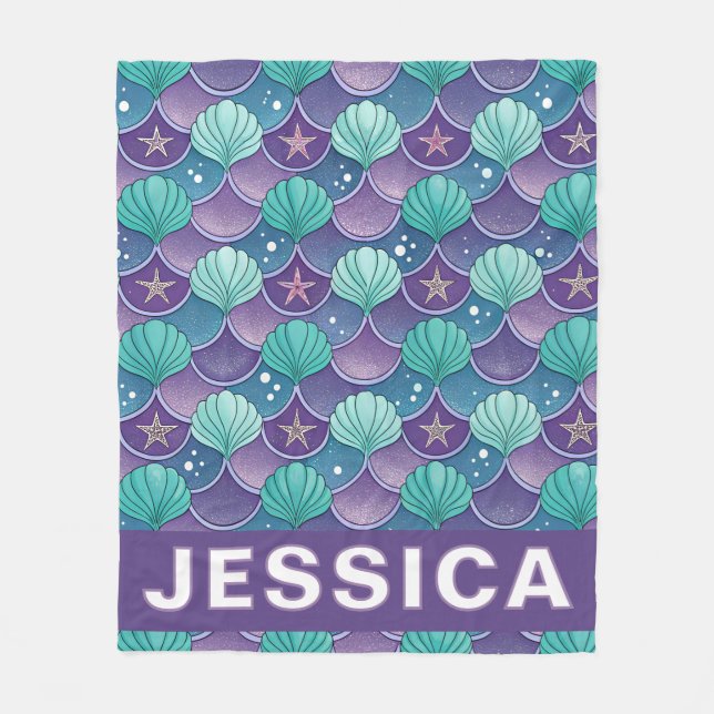 Couverture Polaire Personalized Mermaid Scales Ocean Aqua Fantasy (Devant)