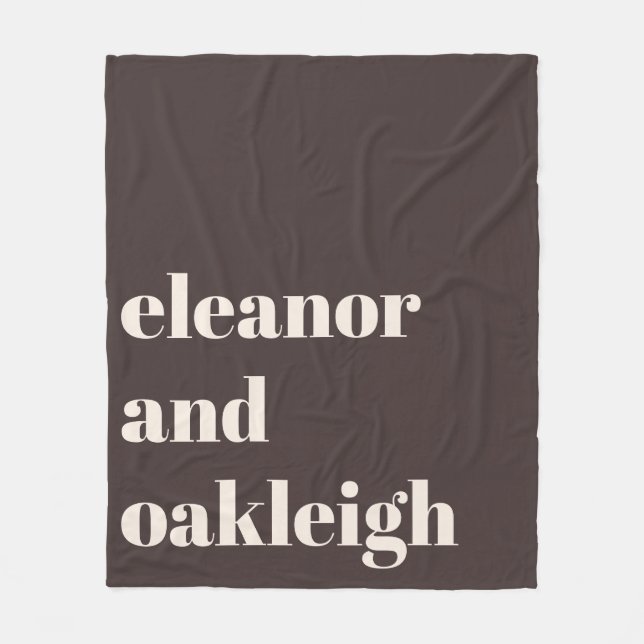 Couverture Polaire Personalized Newlywed Couple Name Warm Brown (Devant)